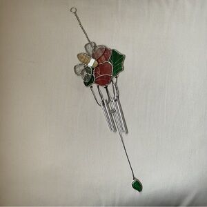 🌺Stained Glass Silver Tone Metal Wind Chime